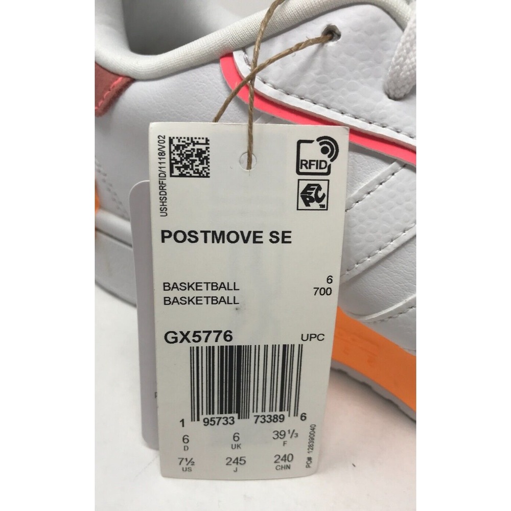 Adidas Postmove SE White/Acid Red Leather Sneakers Women's Sz 7.5 EUC w/Tags - Picture 9 of 9
